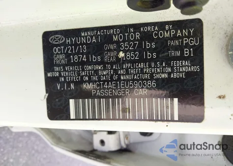 2014 Hyundai Accent Gls from USA, damaged, VIN KMHCT4AE1EU590386